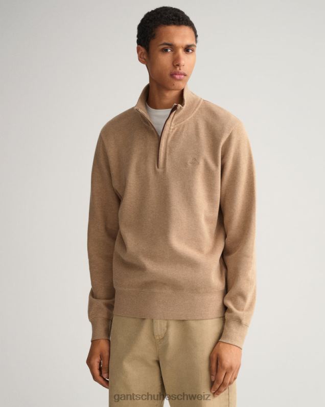 Männer Sacker-Ripp-Sweatshirt mit halbem Reißverschluss 0LP6X232 GANT Khaki mel