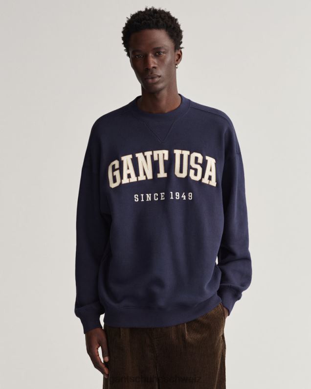 Männer Sweatshirt mit Rundhalsausschnitt und USA-Grafik 0LP6X227 GANT Abendblau