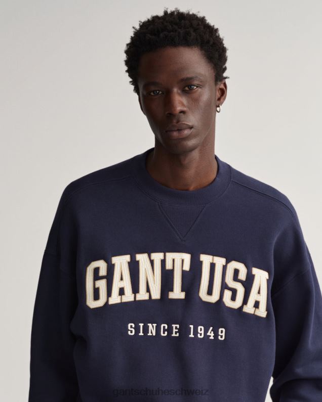 Männer Sweatshirt mit Rundhalsausschnitt und USA-Grafik 0LP6X227 GANT Abendblau
