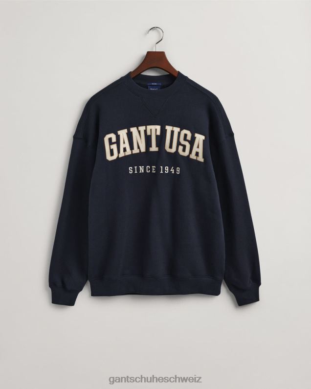 Männer Sweatshirt mit Rundhalsausschnitt und USA-Grafik 0LP6X227 GANT Abendblau