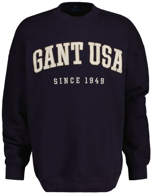 Männer Sweatshirt mit Rundhalsausschnitt und USA-Grafik 0LP6X227 GANT Abendblau