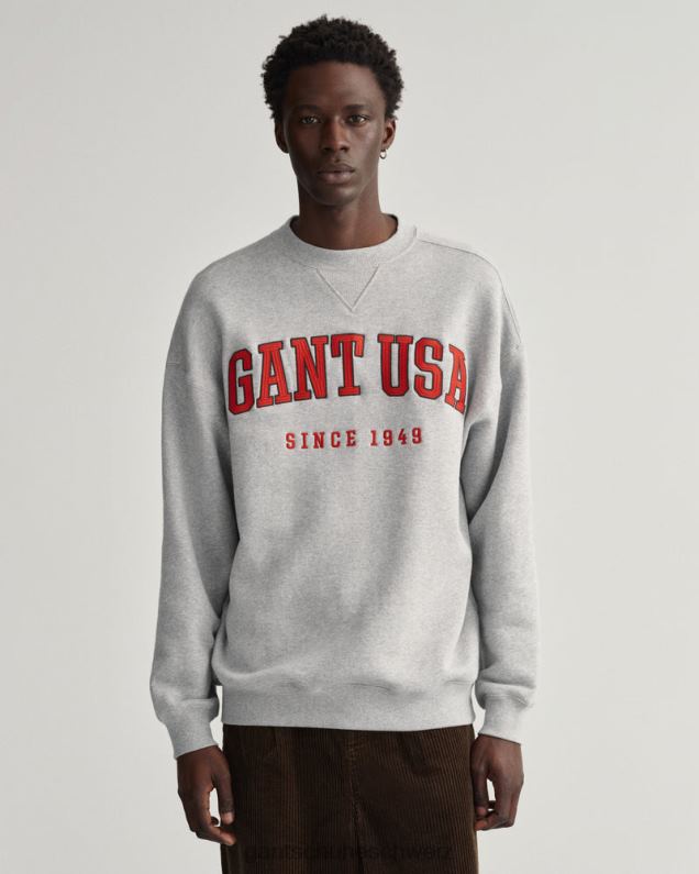 Männer Sweatshirt mit Rundhalsausschnitt und USA-Grafik 0LP6X230 GANT graue Melange