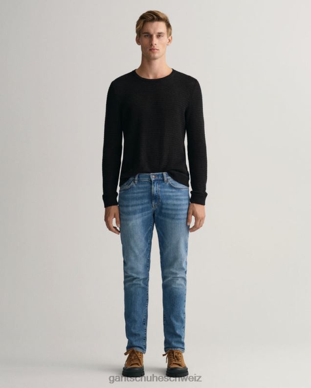 Männer Hayes Slim-Fit-Jeans 0LP6X402 GANT Mittelblau getragen