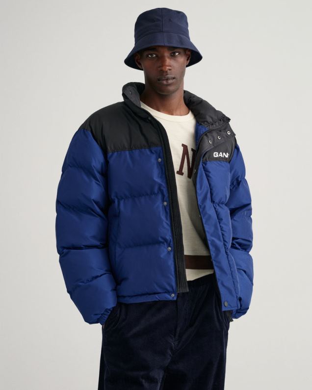 Männer Blockierte wattierte Jacke 0LP6X367 GANT tiefes Blau