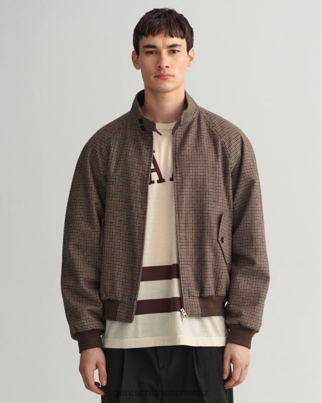 Männer Karierte Harrington-Jacke aus Wolle 0LP6X381 GANT Haselholzbeige