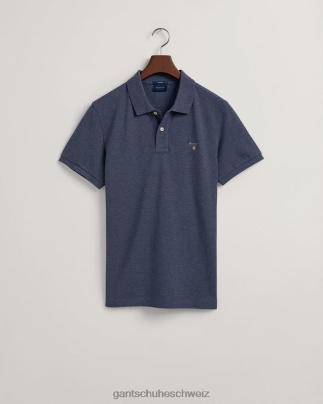 Männer Originales Piqué-Poloshirt 0LP6X113 GANT dunkle Jeansblau-Melange