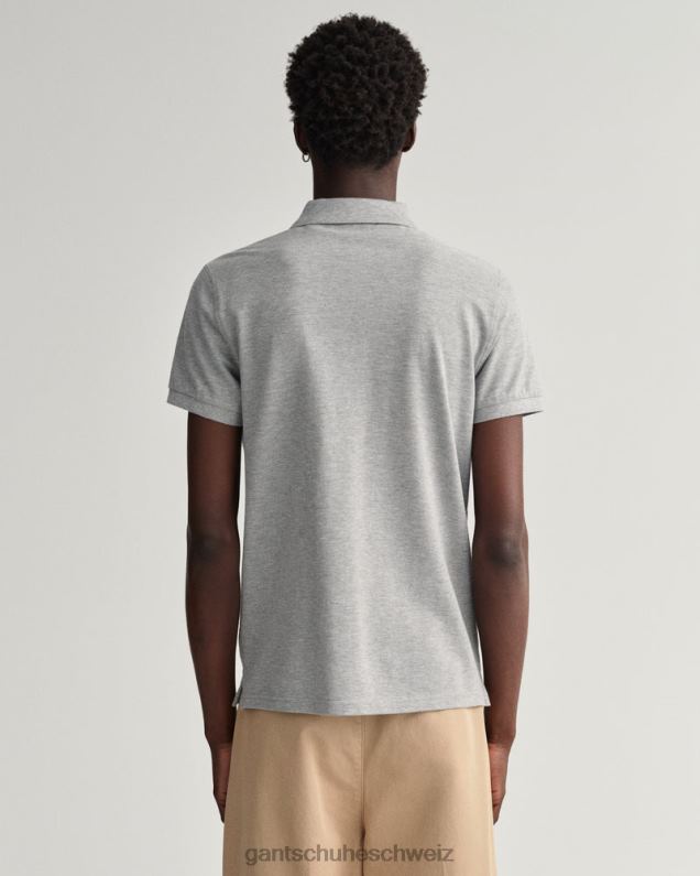 Männer Originales Slim-Fit-Pique-Poloshirt 0LP6X108 GANT graue Melange
