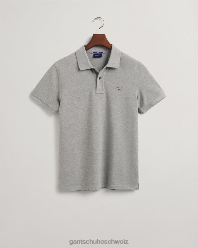 Männer Originales Slim-Fit-Pique-Poloshirt 0LP6X108 GANT graue Melange