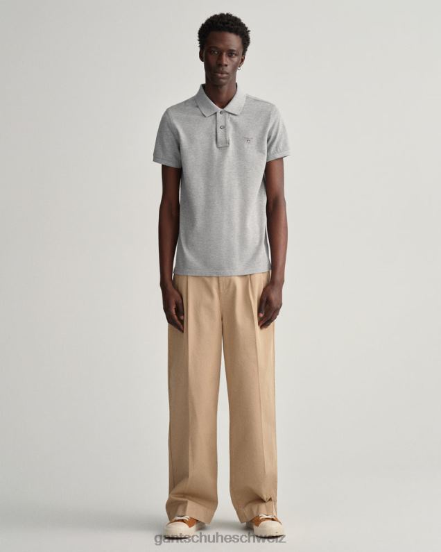 Männer Originales Slim-Fit-Pique-Poloshirt 0LP6X108 GANT graue Melange