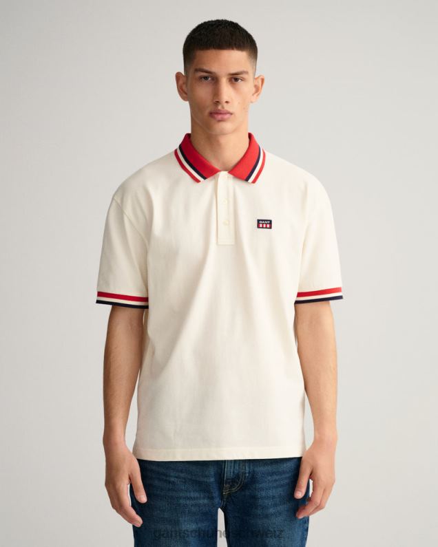 Männer Piqué-Poloshirt mit Retro-Flagge 0LP6X122 GANT Creme