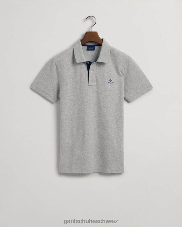 Männer Piqué-Rugger mit Kontrastkragen 0LP6X102 GANT graue Melange