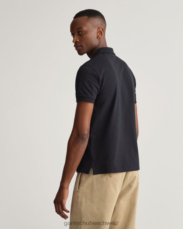 Männer Piqué-Rugger mit Kontrastkragen 0LP6X114 GANT Schwarz