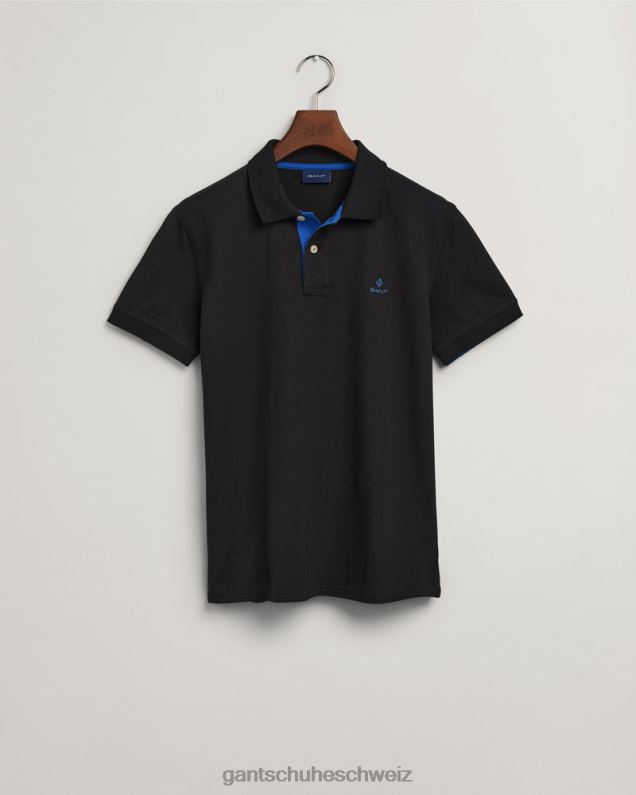 Männer Piqué-Rugger mit Kontrastkragen 0LP6X114 GANT Schwarz