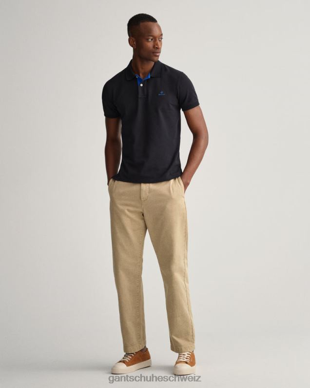 Männer Piqué-Rugger mit Kontrastkragen 0LP6X114 GANT Schwarz