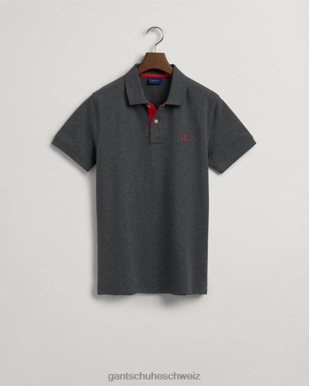 Männer Piqué-Rugger mit Kontrastkragen 0LP6X115 GANT Anthrazit-Melange