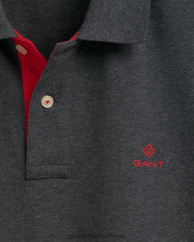 Männer Piqué-Rugger mit Kontrastkragen 0LP6X115 GANT Anthrazit-Melange