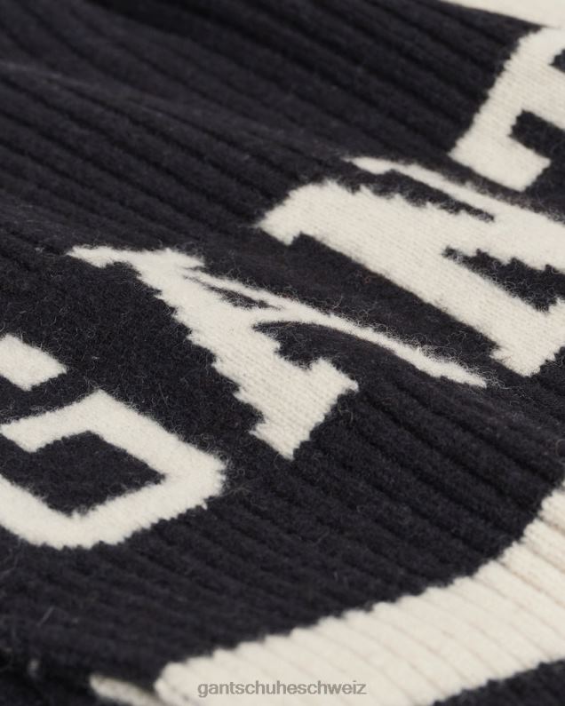 Männer Gestreifter College-Schal aus Wolle 0LP6X564 GANT Ebenholzschwarz