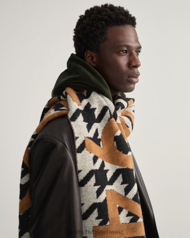 Männer Schal mit Hahnentritt-Logo 0LP6X563 GANT Ebenholzschwarz