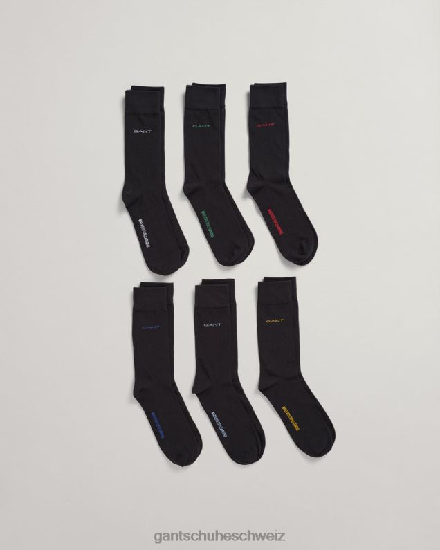 Männer 6er-Pack weiche Baumwollsocken 0LP6X529 GANT Schwarz