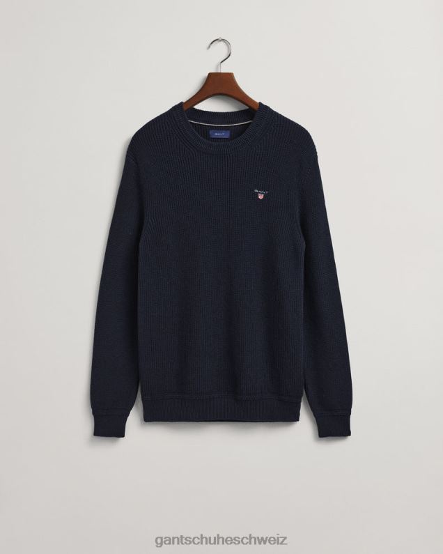 Männer Gerippter Rundhalspullover aus Baumwolle 0LP6X347 GANT Abendblau