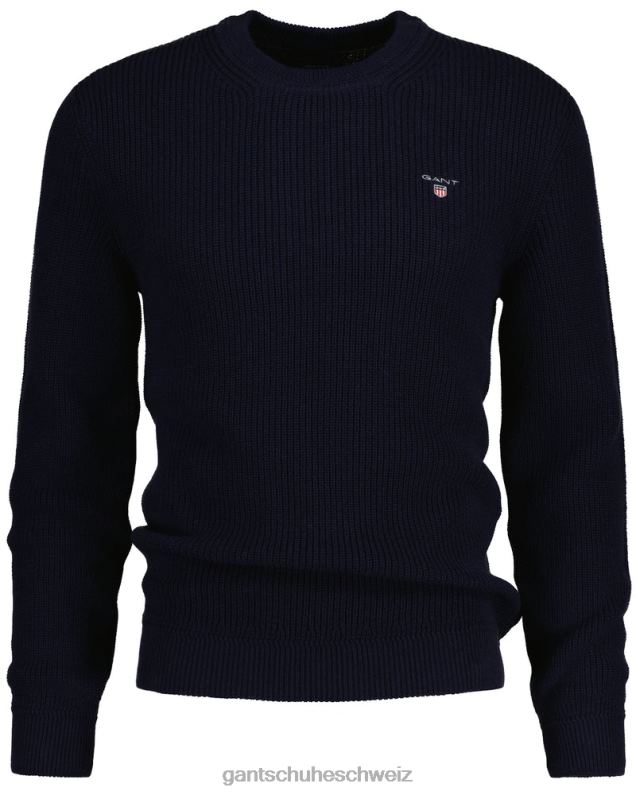Männer Gerippter Rundhalspullover aus Baumwolle 0LP6X347 GANT Abendblau