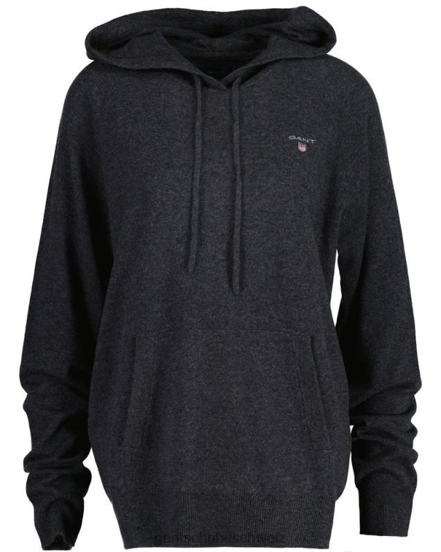 Männer Gestrickter Kapuzenpullover 0LP6X357 GANT Anthrazit-Melange