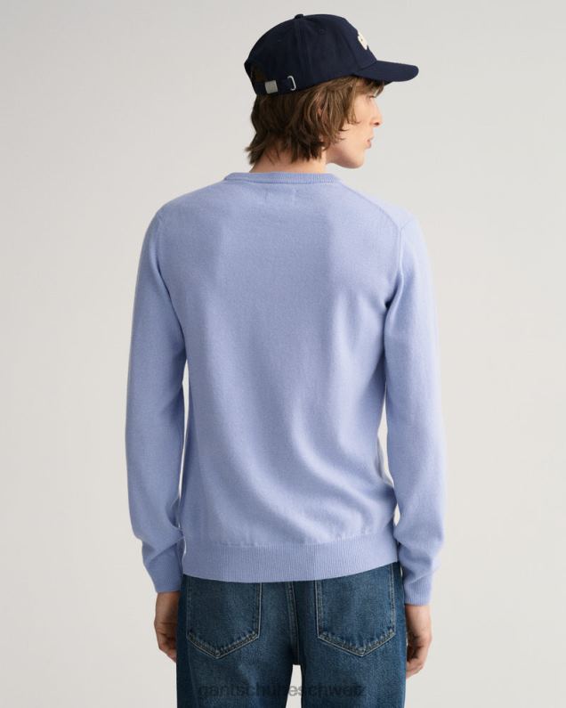 Männer Pullover aus superfeiner Lammwolle mit Rundhalsausschnitt 0LP6X299 GANT seeblaue Melange