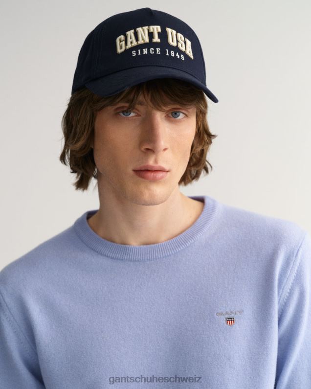 Männer Pullover aus superfeiner Lammwolle mit Rundhalsausschnitt 0LP6X299 GANT seeblaue Melange