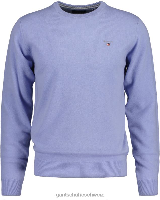 Männer Pullover aus superfeiner Lammwolle mit Rundhalsausschnitt 0LP6X299 GANT seeblaue Melange