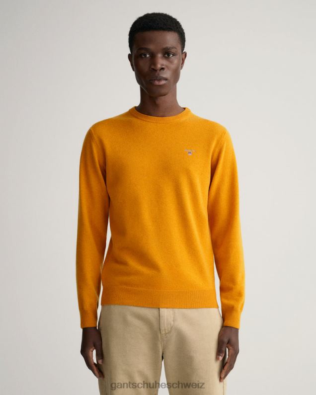 Männer Pullover aus superfeiner Lammwolle mit Rundhalsausschnitt 0LP6X312 GANT dunkles Senforange