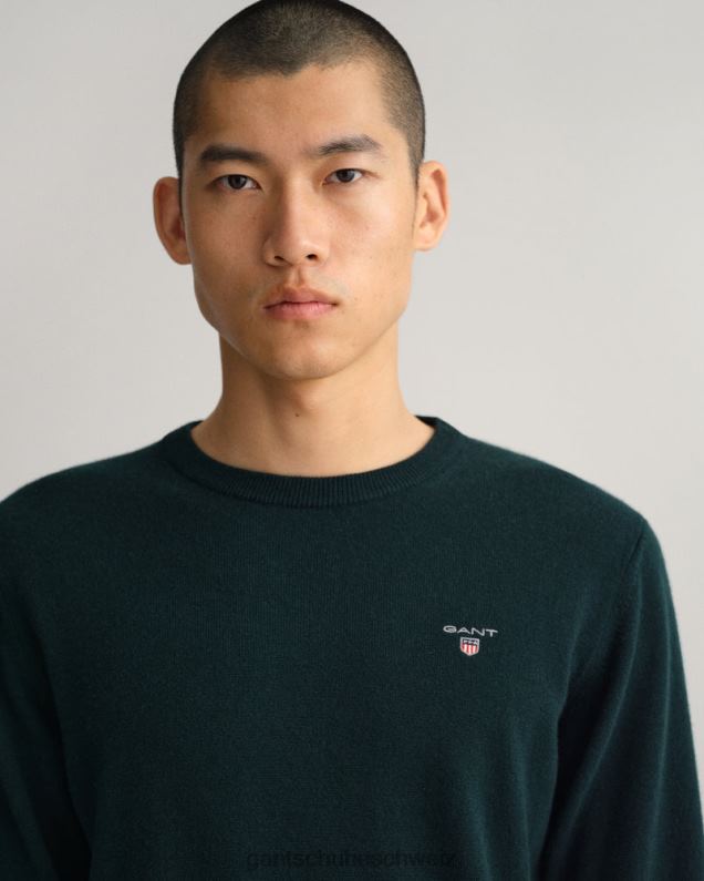 Männer Pullover aus superfeiner Lammwolle mit Rundhalsausschnitt 0LP6X313 GANT Tartangrün