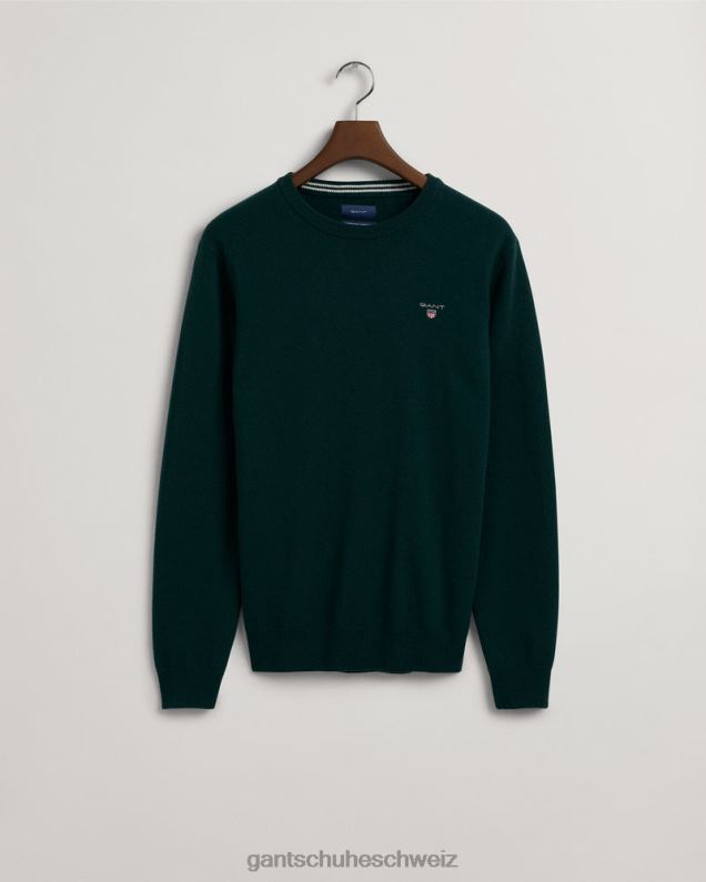 Männer Pullover aus superfeiner Lammwolle mit Rundhalsausschnitt 0LP6X313 GANT Tartangrün