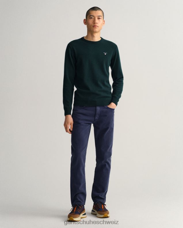 Männer Pullover aus superfeiner Lammwolle mit Rundhalsausschnitt 0LP6X313 GANT Tartangrün