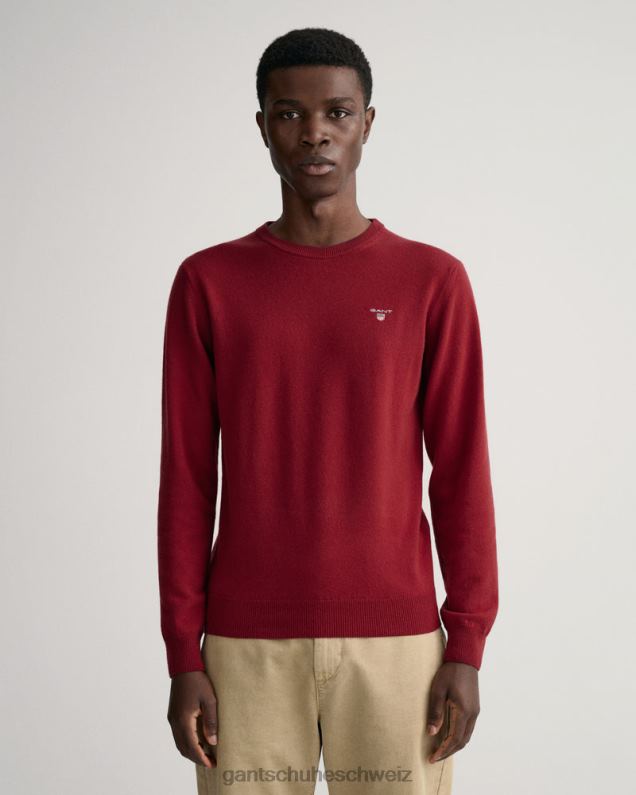 Männer Pullover aus superfeiner Lammwolle mit Rundhalsausschnitt 0LP6X365 GANT Port rot