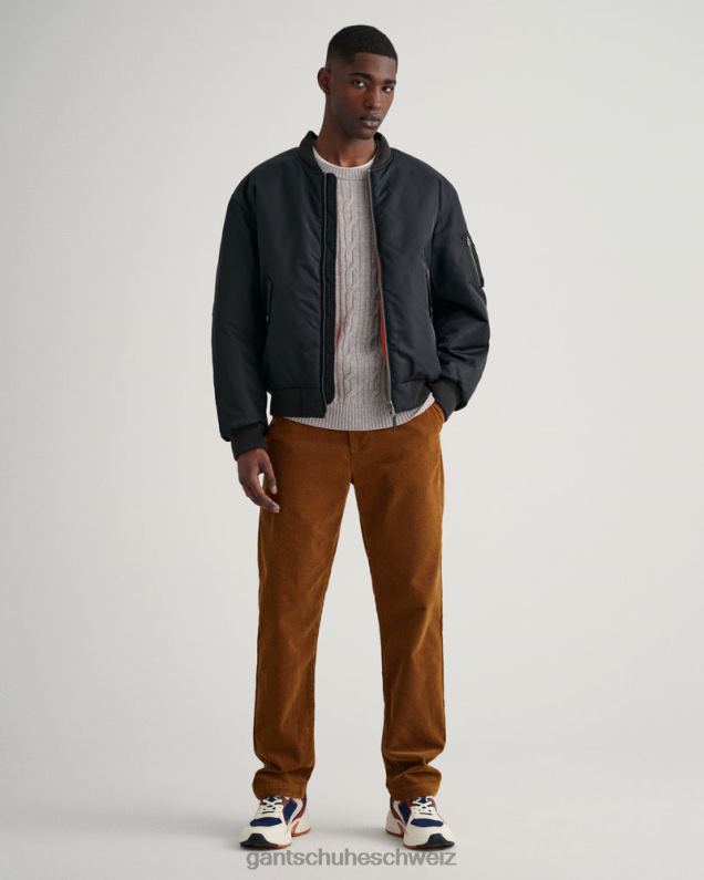 Männer Pullover mit Rundhalsausschnitt aus Lammwolle mit Zopfmuster 0LP6X320 GANT graue Melange