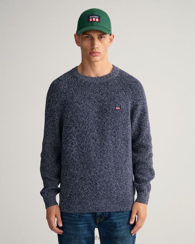 Männer Pullover mit Rundhalsausschnitt aus gedrehter Baumwolle 0LP6X317 GANT Abendblau