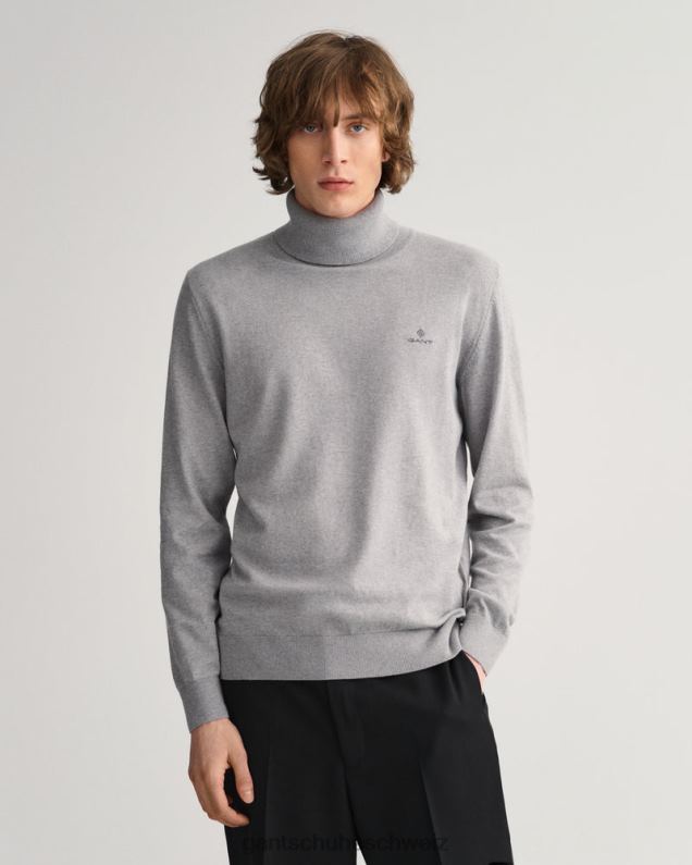 Männer Rollkragenpullover aus Baumwollkaschmir 0LP6X316 GANT graue Melange