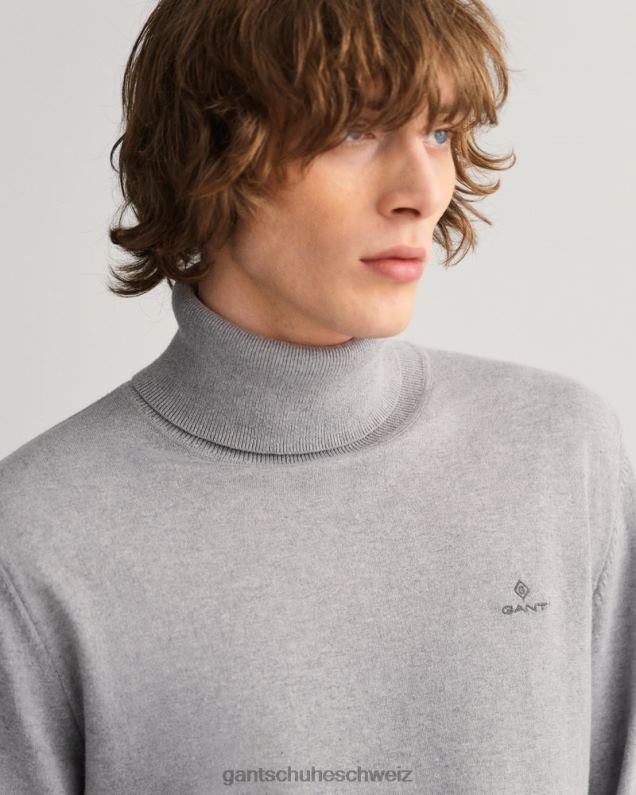 Männer Rollkragenpullover aus Baumwollkaschmir 0LP6X316 GANT graue Melange