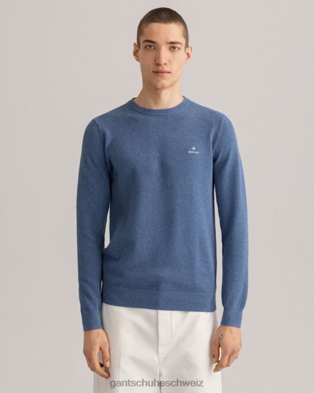 Männer Rundhalspullover aus Baumwoll-Piqué 0LP6X345 GANT Denimblau mel