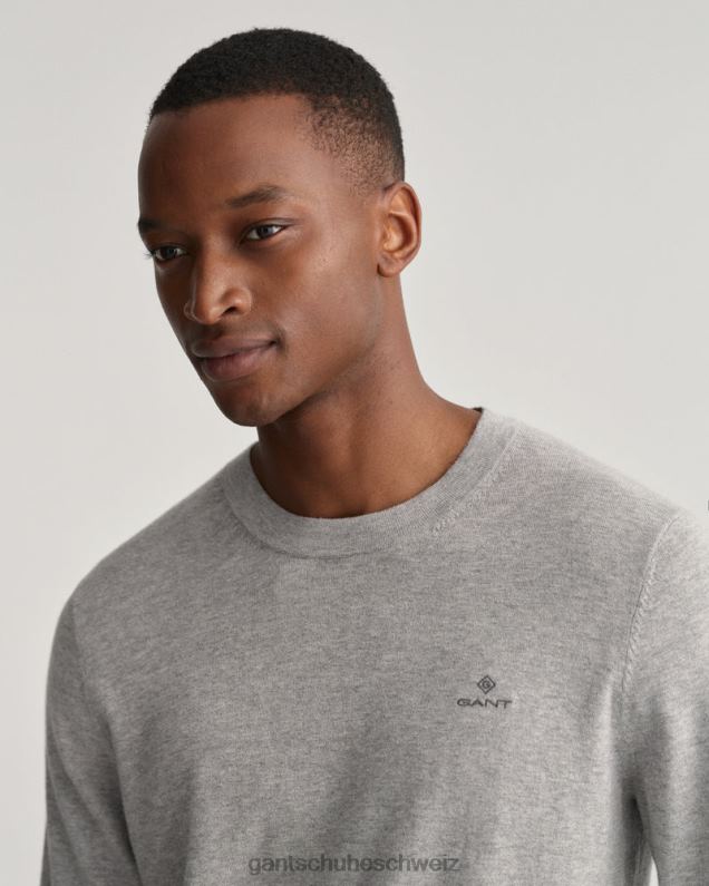 Männer Rundhalspullover aus Baumwollkaschmir 0LP6X351 GANT graue Melange