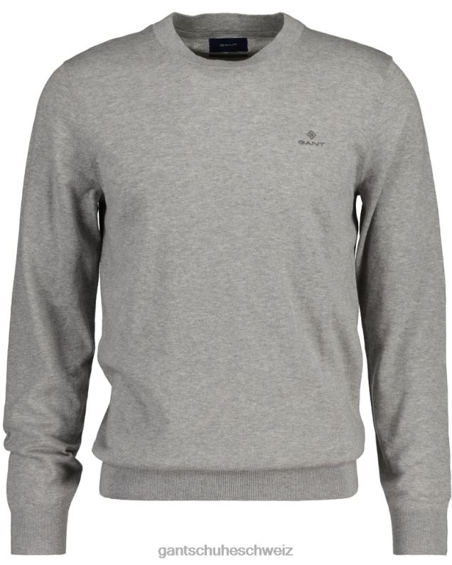 Männer Rundhalspullover aus Baumwollkaschmir 0LP6X351 GANT graue Melange
