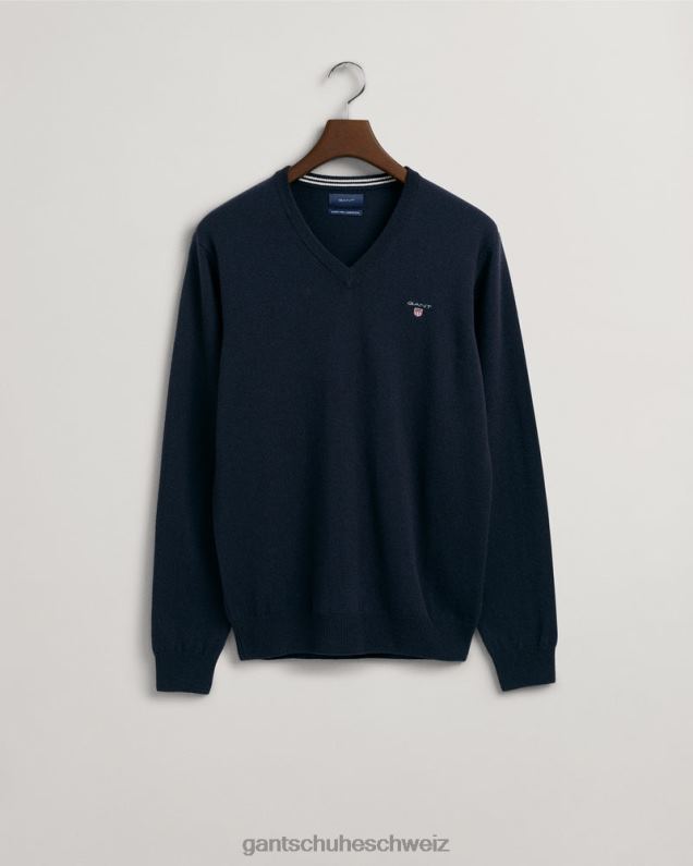 Männer Superfeiner Lammwollpullover mit V-Ausschnitt 0LP6X333 GANT Marine