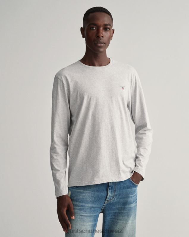 Männer Originales Langarm-T-Shirt 0LP6X185 GANT hellgrau meliert