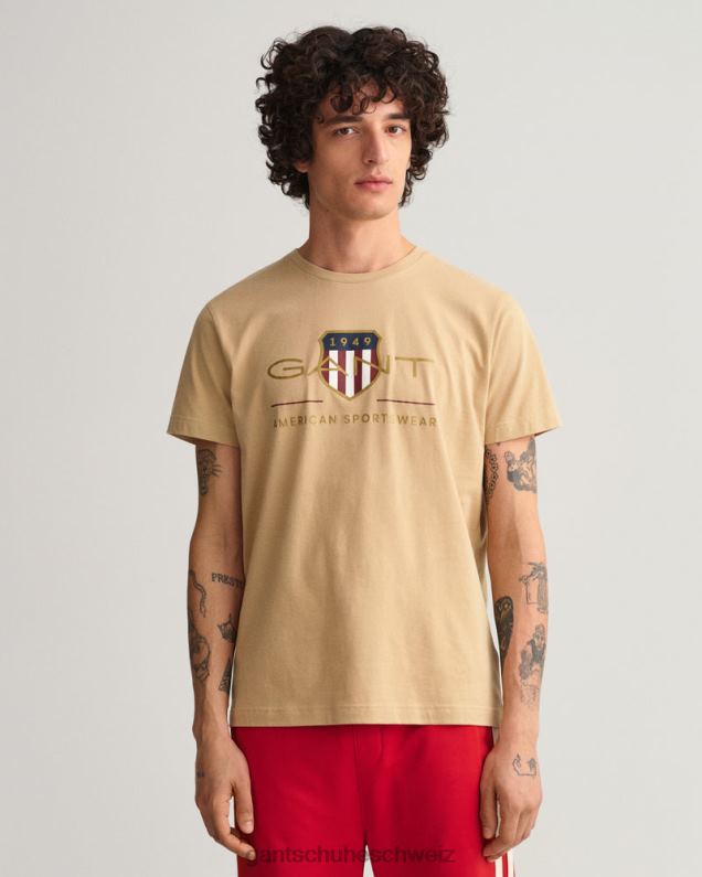 Männer T-Shirt mit Archivschild 0LP6X188 GANT Haselholzbeige