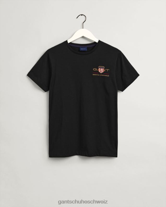 Männer T-Shirt mit Archivschild-Stickerei 0LP6X172 GANT Schwarz