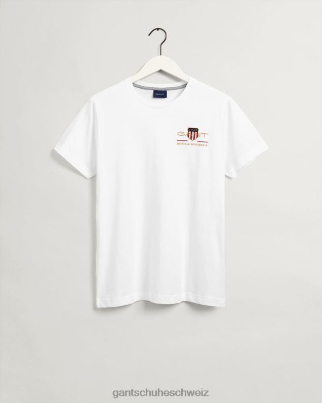Männer T-Shirt mit Archivschild-Stickerei 0LP6X186 GANT Weiß