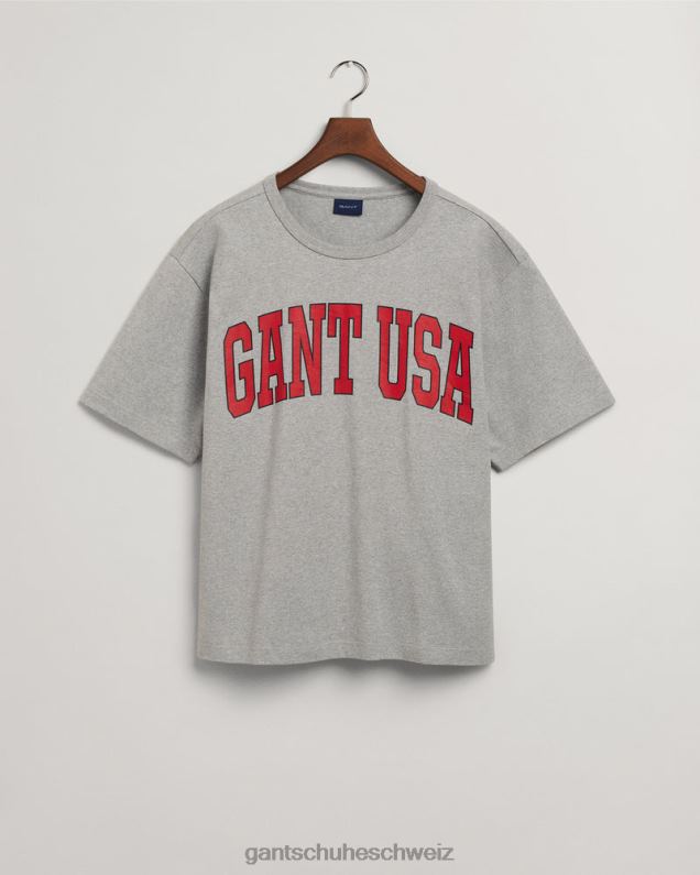 Männer T-Shirt mit USA-Grafik 0LP6X169 GANT graue Melange