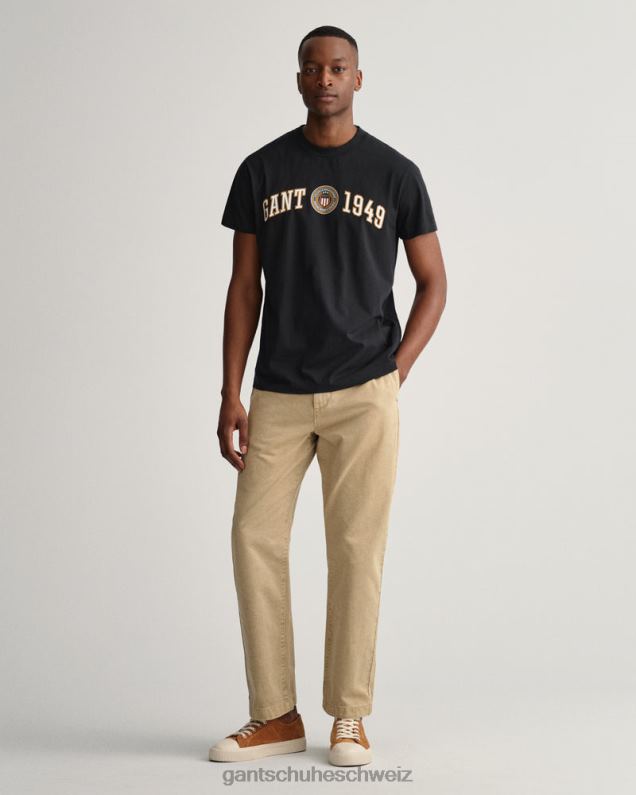 Männer T-Shirt mit Wappenschild 0LP6X159 GANT Schwarz